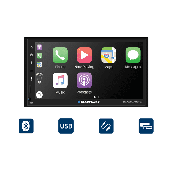 Blaupunkt Denver BPA799PLAY Receiver with 6.8" Touch Screen Display/Apple CarPlay/Android Auto/Built-in Bluetooth/Siri Eyes Free +
