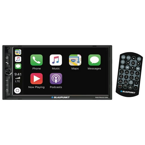 Blaupunkt 7-Inch Double DIN Mechless Fixed Face Touchscreen Receiver with Bluetooth and Wired Apple CarPlay - SAOPAULO500