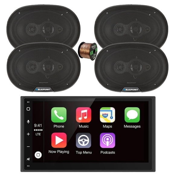 Blaupunkt MONTECARLO750 6.75" Double DIN Touchscreen Bluetooth AM/FM Stereo Receiver, 4x 6x9" 70 Watt Max 4-Way Car Audio Speakers w/Wire