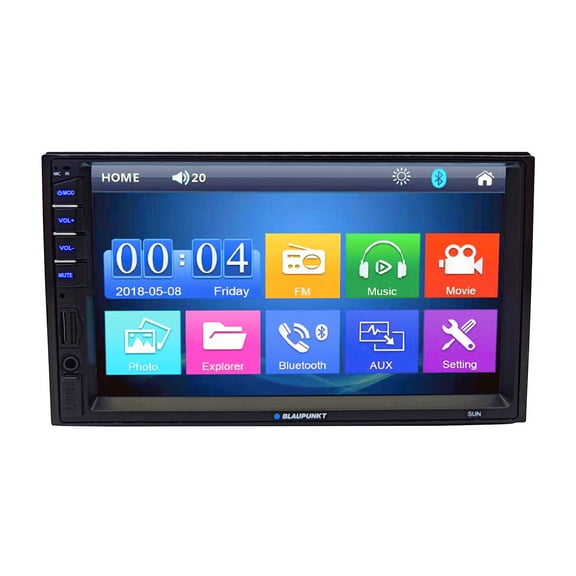 Blaupunkt Sun 7 Inch LCD T-screen Double Din Multimedia Car Stereo Receiver AM/FM, BT, USB, SD, Aux, Support Mirrorlink