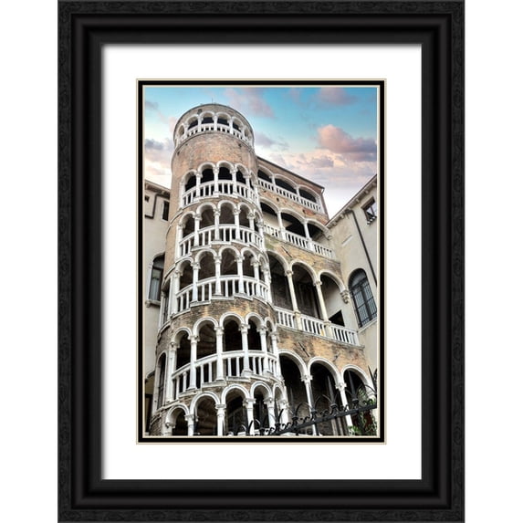 Blaustein, Alan 11x14 Black Ornate Wood Framed with Double Matting Museum Art Print Titled - Scala Contarini del Bovolo #1