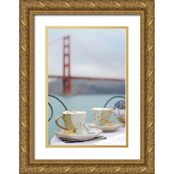 Blaustein, Alan 11x14 Gold Ornate Wood Framed with Double Matting Museum Art Print Titled - Dream Cafe Golden Gate Bridge - 55