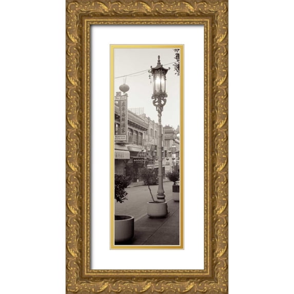 Blaustein, Alan 11x24 Gold Ornate Wood Framed with Double Matting Museum Art Print Titled - China Town Pano - 1