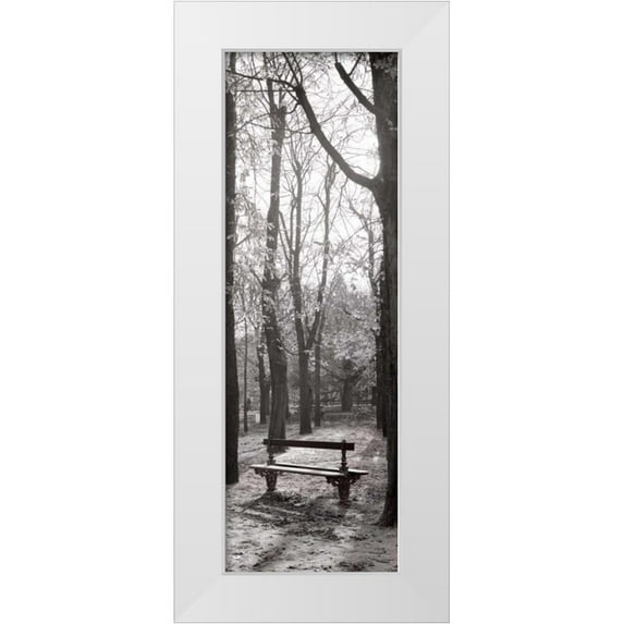Blaustein, Alan 11x24 White Modern Wood Framed Museum Art Print Titled - Jardin du Luxembourg Banc