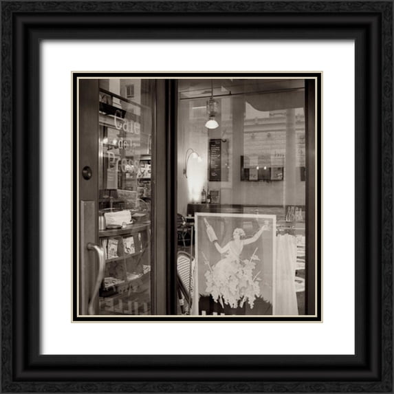 Blaustein, Alan 12x12 Black Ornate Wood Framed with Double Matting Museum Art Print Titled - La Colombre Cafe - 2