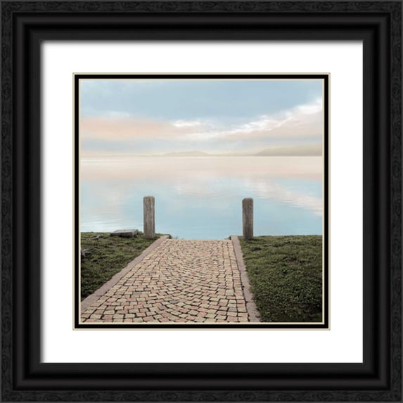 Blaustein, Alan 12x12 Black Ornate Wood Framed with Double Matting Museum Art Print Titled - Sunrise Harbor Vista - 1