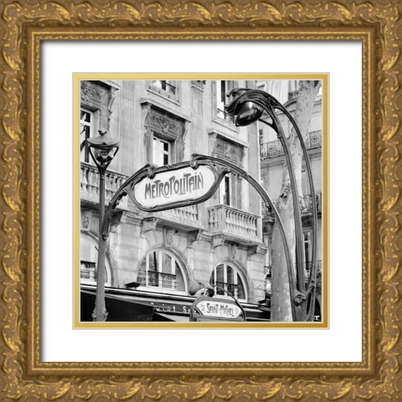 Blaustein, Alan 12x12 Gold Ornate Wood Framed with Double Matting Museum Art Print Titled - Metropolitain Paris - 2