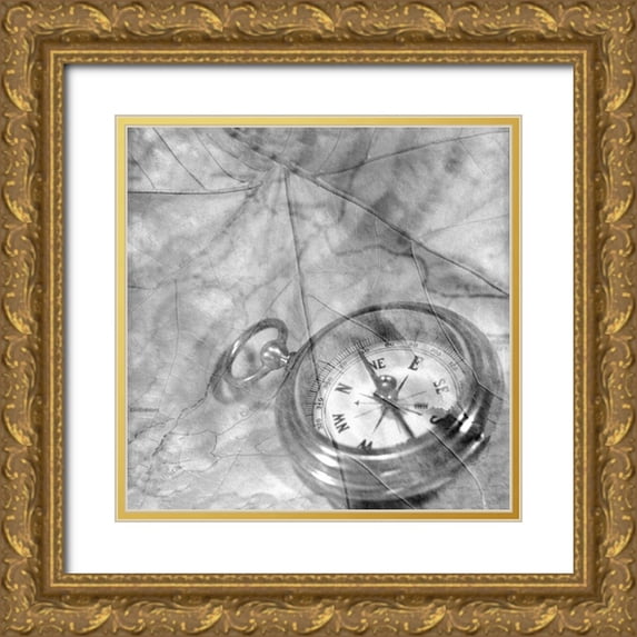 Blaustein, Alan 12x12 Gold Ornate Wood Framed with Double Matting Museum Art Print Titled - Retro- Compass