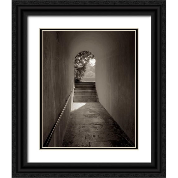 Blaustein, Alan 12x14 Black Ornate Wood Framed with Double Matting Museum Art Print Titled - Banc de Jardin - 78