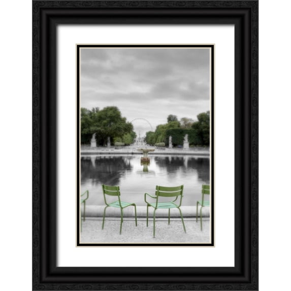 Blaustein, Alan 13x18 Black Ornate Wood Framed with Double Matting Museum Art Print Titled - Tuileries Fountain #1