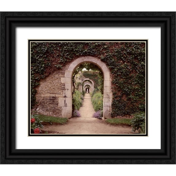 Blaustein, Alan 14x12 Black Ornate Wood Framed with Double Matting Museum Art Print Titled - Banc de Jardin - 3