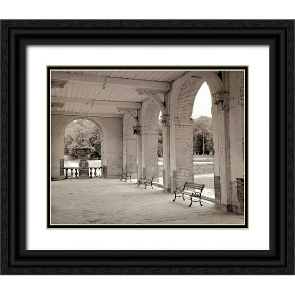 Blaustein, Alan 14x12 Black Ornate Wood Framed with Double Matting Museum Art Print Titled - Banc de Jardin - 81