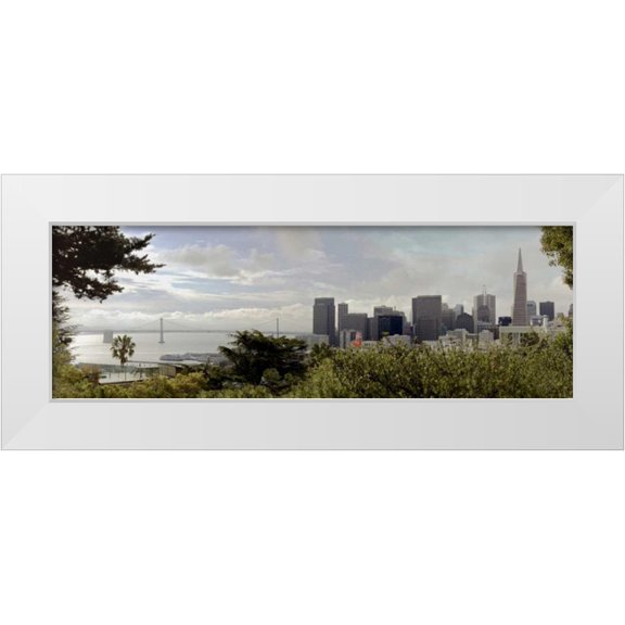Blaustein, Alan 14x7 White Modern Wood Framed Museum Art Print Titled - SF Skyline Pano - 109
