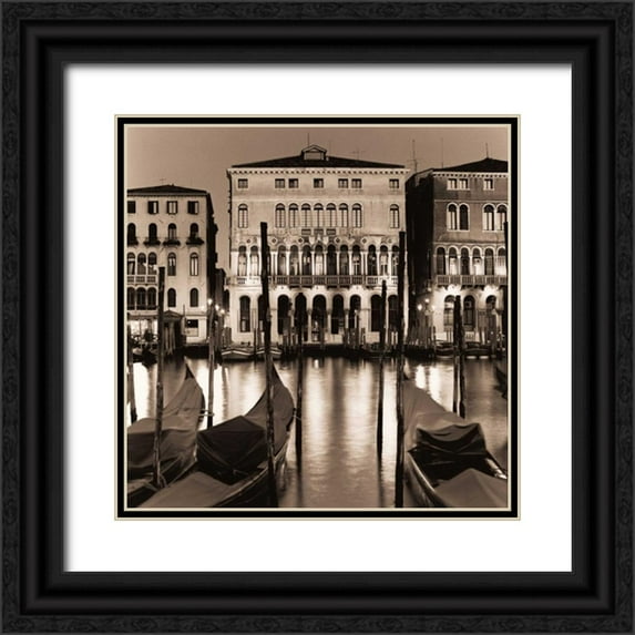 Blaustein, Alan 15x15 Black Ornate Wood Framed with Double Matting Museum Art Print Titled - Il Gran Canale di Notte