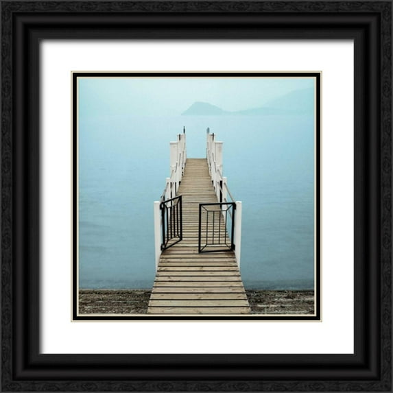 Blaustein, Alan 15x15 Black Ornate Wood Framed with Double Matting Museum Art Print Titled - Menaggio Pier