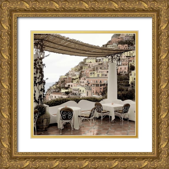 Blaustein, Alan 15x15 Gold Ornate Wood Framed with Double Matting Museum Art Print Titled - Positano Caffe - 1