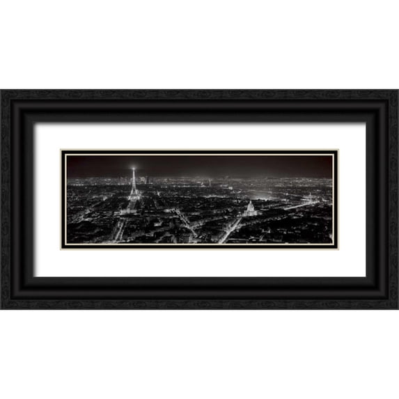 Blaustein, Alan 18x9 Black Ornate Wood Framed with Double Matting Museum Art Print Titled - Paris By Night