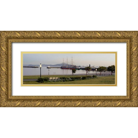 Blaustein, Alan 18x9 Gold Ornate Wood Framed with Double Matting Museum Art Print Titled - Aquatic Park Pano - 125