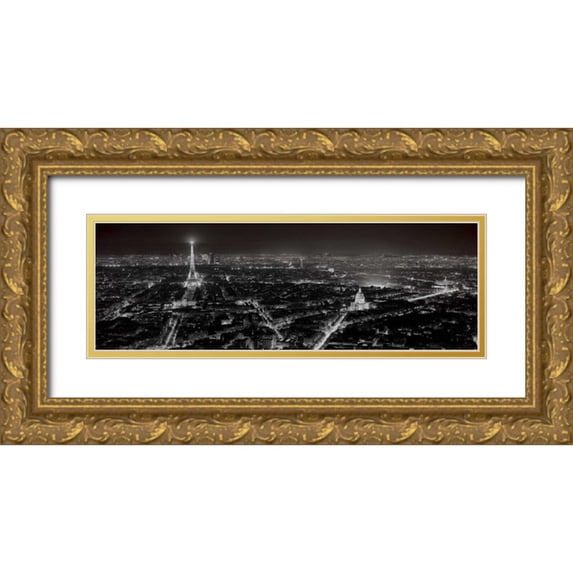 Blaustein, Alan 18x9 Gold Ornate Wood Framed with Double Matting Museum Art Print Titled - Paris By Night
