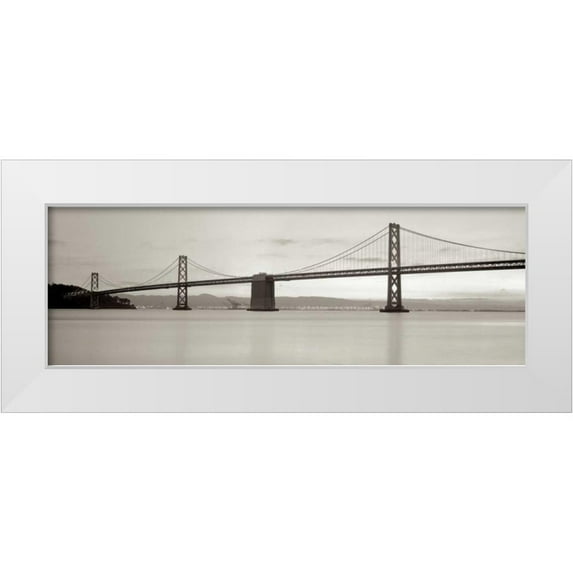 Blaustein, Alan 18x9 White Modern Wood Framed Museum Art Print Titled - Bay Bridge Pano - 1