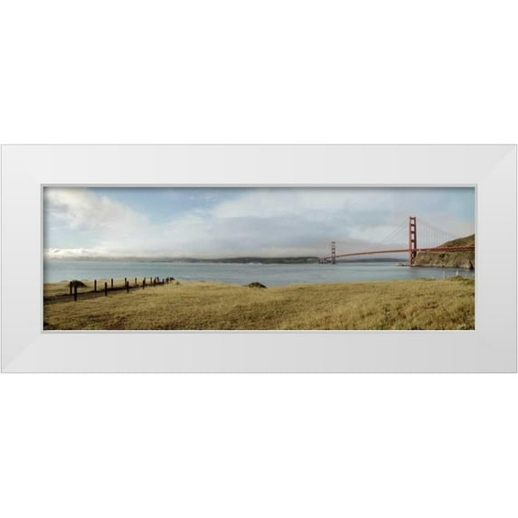 Blaustein, Alan 18x9 White Modern Wood Framed Museum Art Print Titled - Golden Gate Bridge Pano - 104
