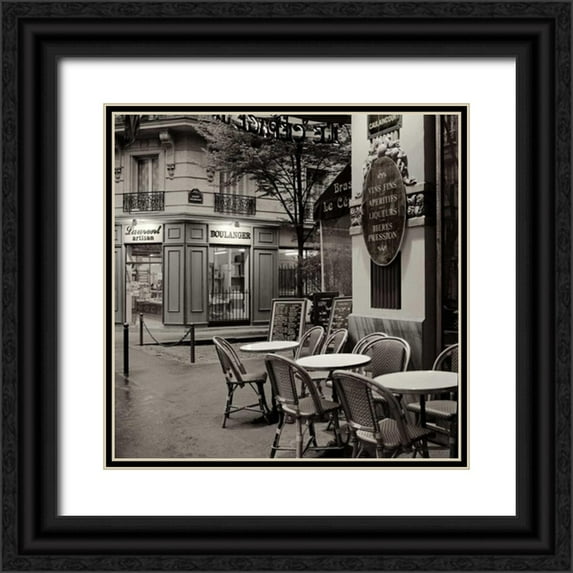 Blaustein, Alan 20x20 Black Ornate Wood Framed with Double Matting Museum Art Print Titled - Cafe, Montmartre