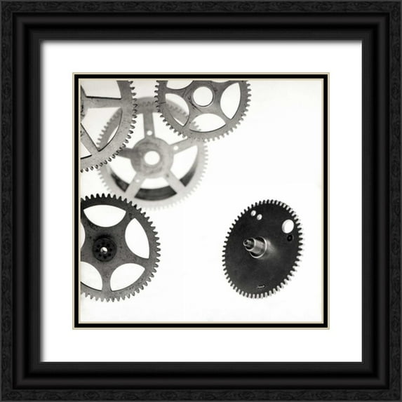 Blaustein, Alan 20x20 Black Ornate Wood Framed with Double Matting Museum Art Print Titled - Retro- Gears - 7
