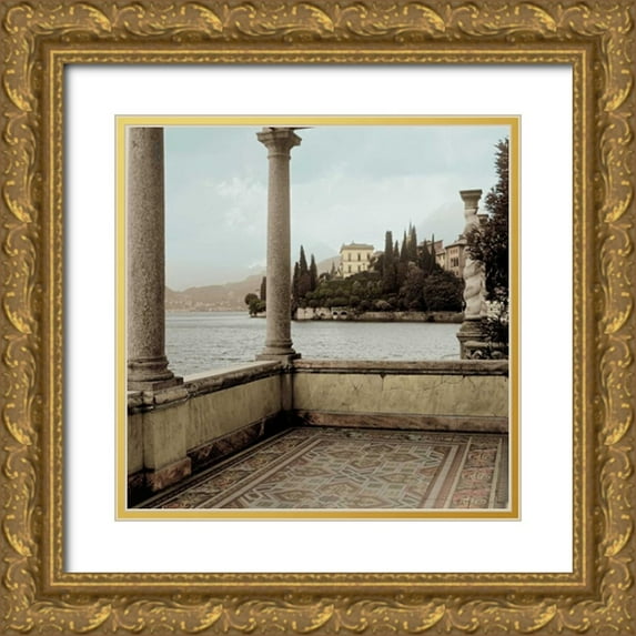 Blaustein, Alan 20x20 Gold Ornate Wood Framed with Double Matting Museum Art Print Titled - Giardino Vista Varenna