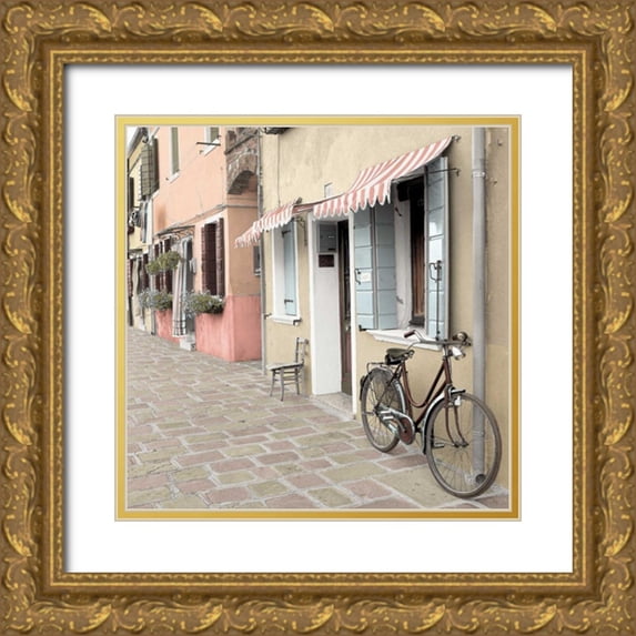 Blaustein, Alan 20x20 Gold Ornate Wood Framed with Double Matting Museum Art Print Titled - Venetian Bicycle