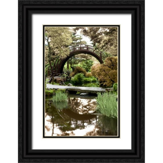 Blaustein, Alan 23x32 Black Ornate Wood Framed with Double Matting Museum Art Print Titled - Japanese Bridge - 2