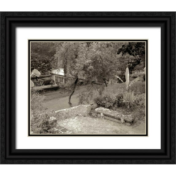 Blaustein, Alan 24x20 Black Ornate Wood Framed with Double Matting Museum Art Print Titled - Banc de Jardin - 82