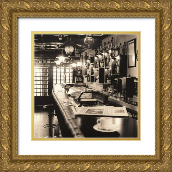 Blaustein, Alan 26x26 Gold Ornate Wood Framed with Double Matting Museum Art Print Titled - Caffe Pamplona