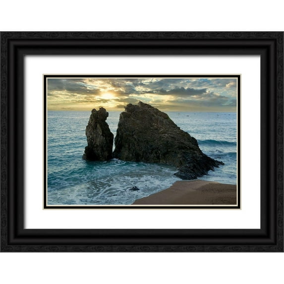 Blaustein, Alan 32x23 Black Ornate Wood Framed with Double Matting Museum Art Print Titled - Monterosso Seaside #5