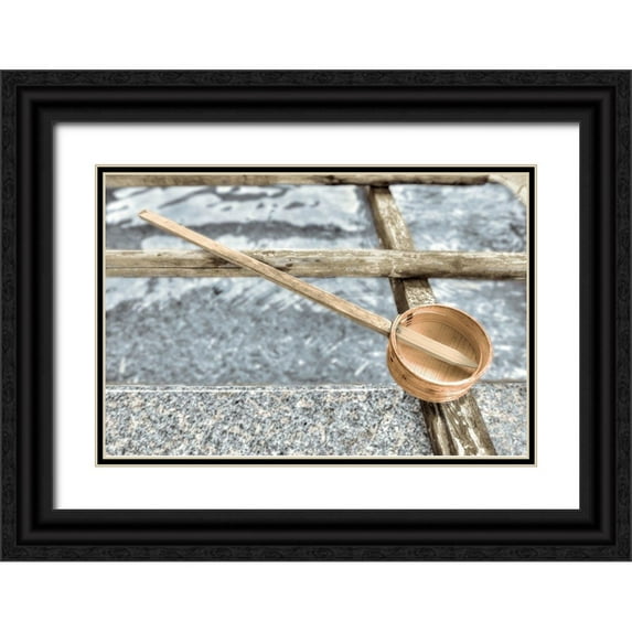 Blaustein, Alan 32x23 Black Ornate Wood Framed with Double Matting Museum Art Print Titled - Zen Fountain