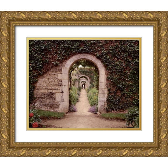Blaustein, Alan 32x26 Gold Ornate Wood Framed with Double Matting Museum Art Print Titled - Banc de Jardin - 3