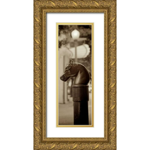 Blaustein, Alan 9x18 Gold Ornate Wood Framed with Double Matting Museum Art Print Titled - Hitching Post Pano - 1