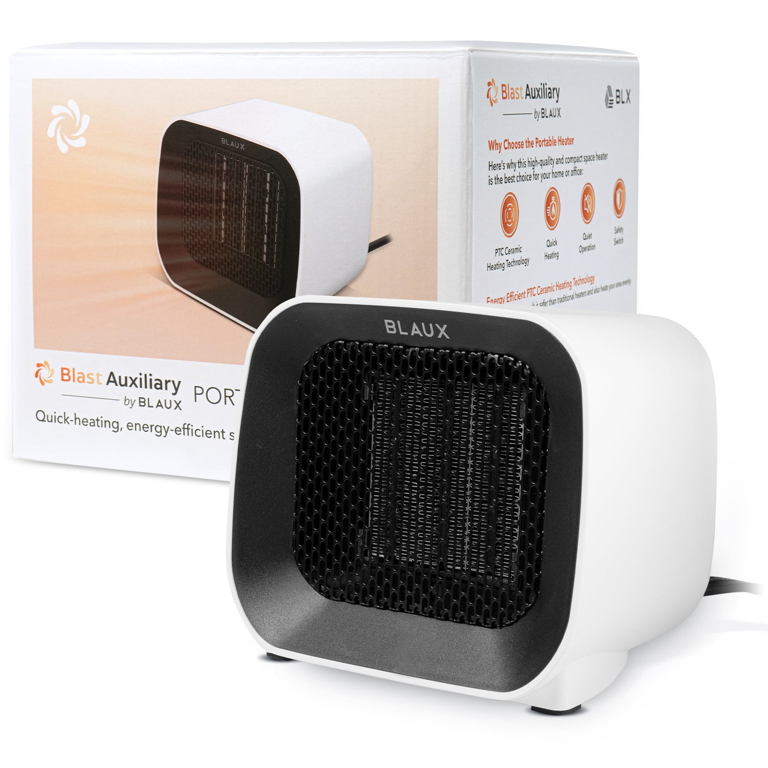 Blaux Desk Heater - 450W Personal Space Heater with 3-5 Sec Warming and  Tip-Over Safety Switch, Electric powered - Walmart.com