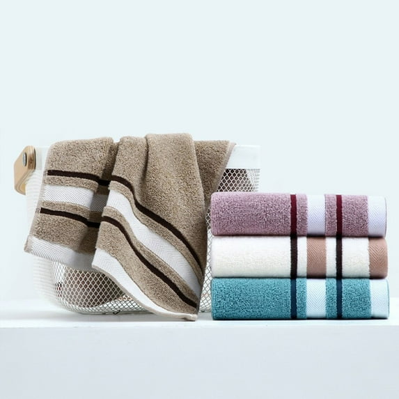 Blaxill Bathroom Towel, Cotton Absorbent, Soft Plain Color, Home Decor, 74x34cm, Blue/White/Coffee, for Bathroom/Bedroom