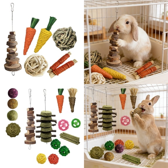 Blaxill Chew Toys, Rabbit Toys, Small Pet Teeth Grinding, Wood Pet Toys, Multicolor, Natural Wood, Entertainment/Relief
