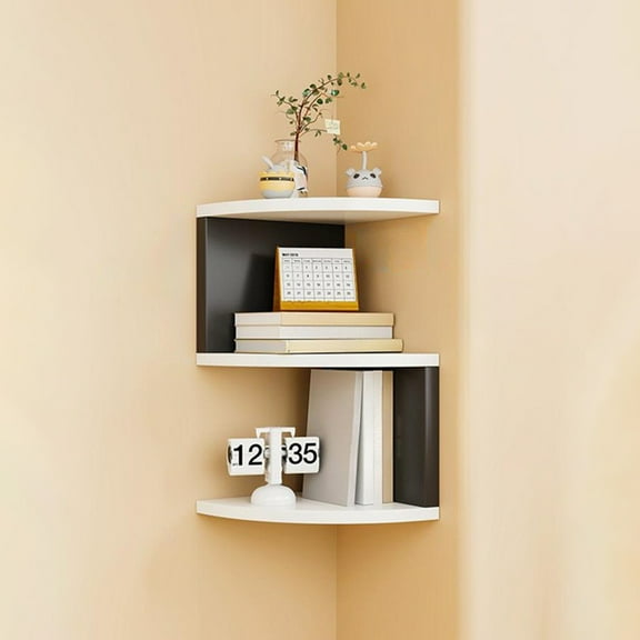 Blaxill Corner Shelf Organizer | No-Drill Wood Corner Bookshelf | Multicolor Modern Storage Rack | Multiple Compartments | For Bedroom Living Room Kitchen | 20x20x43.6cm/64.8cm
