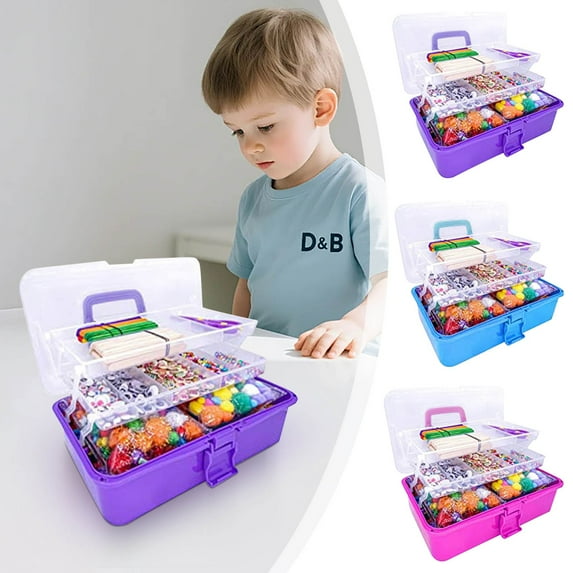 Blaxill DIY Tote Box Set | Handheld Storage for Kids | Portable Organizer Gift | Holiday Packaging | Non- Materials | Crafting, Color Match, Skill Development | Ages 3-8 | 100+ Accessories | Ideal