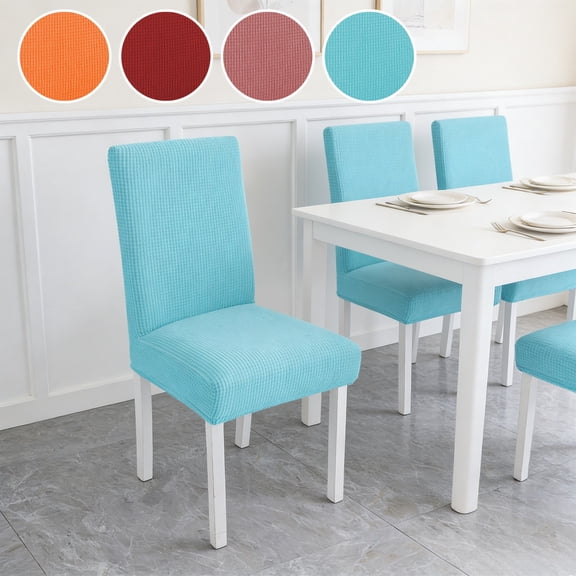 Blaxill Dining Chair Covers Slipcovers | Polyester Fabric Elastic Fit | Leaf Pattern Washable Seat | Orange Wine Watermelon Red Mint Green | 1 Piece | Home Restaurant Decor