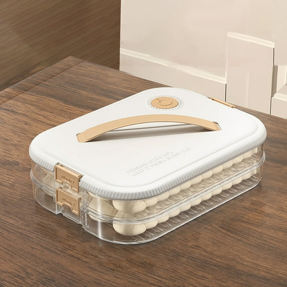 Blaxill Dumpling Storage Container Box | 4-Layer Stackable Food Organizer | Food-Grade Plastic | Airtight Buckle Lid | Built-In Timer | Mint Green Khaki | 30x22.5x11cm | Transparent Walls