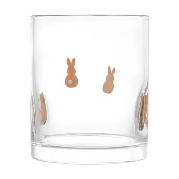 Blaxill Easter Glass Cup, Holiday Decor, Spring Drinkware, Bunny Egg Tulip Design, 12oz Clear Glass, Party/Home Use