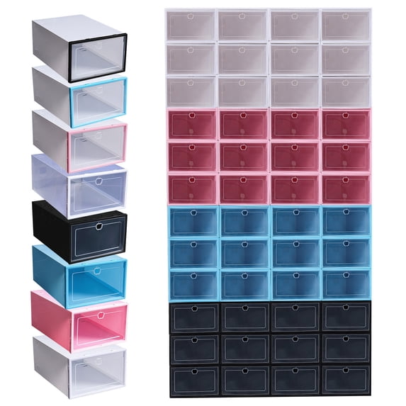 Blaxill Folding Transparent Shoe Storage Box | Thickened Plastic Drawer-Style Organizer | Stackable Design with Interlock System | Ventilated | Fits Heels Flats Sneakers | 12.2x8.27x4.72 Inch