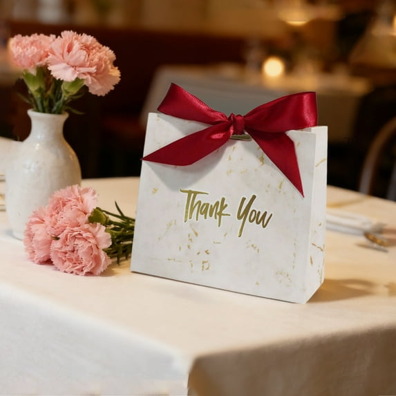 Blaxill Gift Tote Bags with Bow Design | Thank You Paper Handbags | Mini Treat Bags for Neckties Scarves Candy | Assorted Colors | 10 Pack | 4.3x3.9x1.7 in | Party Favor Box