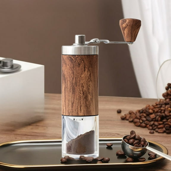 Blaxill Hand Crank Coffee Grinder | Manual Mill with Adjustable Grind | Brown Wood-Grain | Stainless Steel Burrs | Compact Travel Size 20x5.2cm | For Coffee, Spices, Herbs | 1 Pack