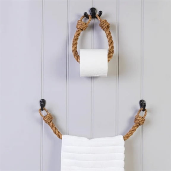Blaxill Jute Rope Toilet Paper Holder | Wall Mounted Hanging Rack | Natural Braided Rope | Space Saving Bathroom Storage | Versatile Organizer for Kitchen Towels Magazines | Easy Install Hardware
