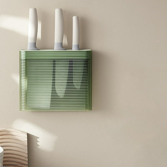 Blaxill Kitchen Knife Block ABS Wall Mounted Organizer | No Knives | Universal Size 9.06x3.94x2.36in | Space Saving Kitchen Tools | Easy Clean Drawer Holder | Green Gray Beige | 1 Pack