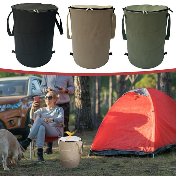 Blaxill Large Portable Foldable Trash Can | Outdoor Camping, Fishing, Storage | High-Density Fabric, Steel Wire Frame | 10 Gallon Capacity | 34×34×40 cm | Black/Green/Coffee